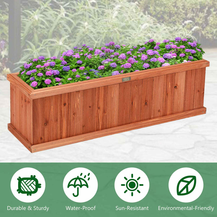 Costway 40 Inch Wooden Flower Planter Box Garden Yard Decorative Window Box Rectangular