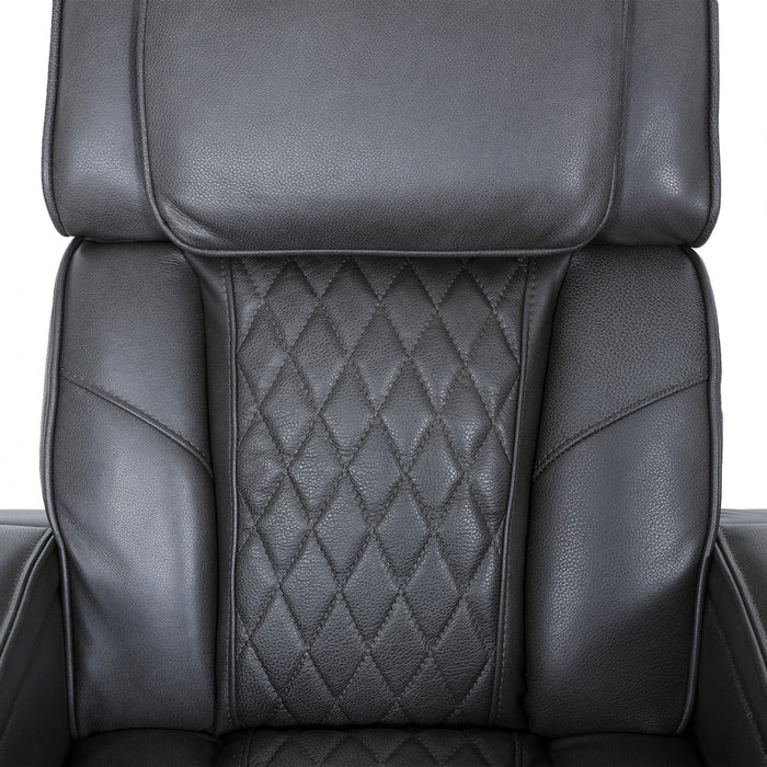 Kingsley 37 in. Leather Match Swivel Glider Recliner - Charcoal