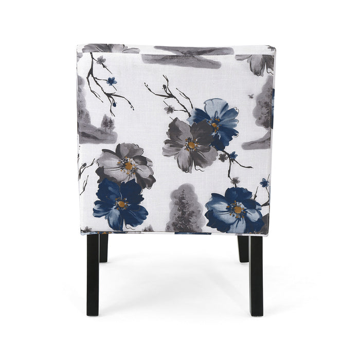 Oliver Linen-look Fabric Accent Chair Set Of 2 With Rubberwood Legs - Blue, Multicolour