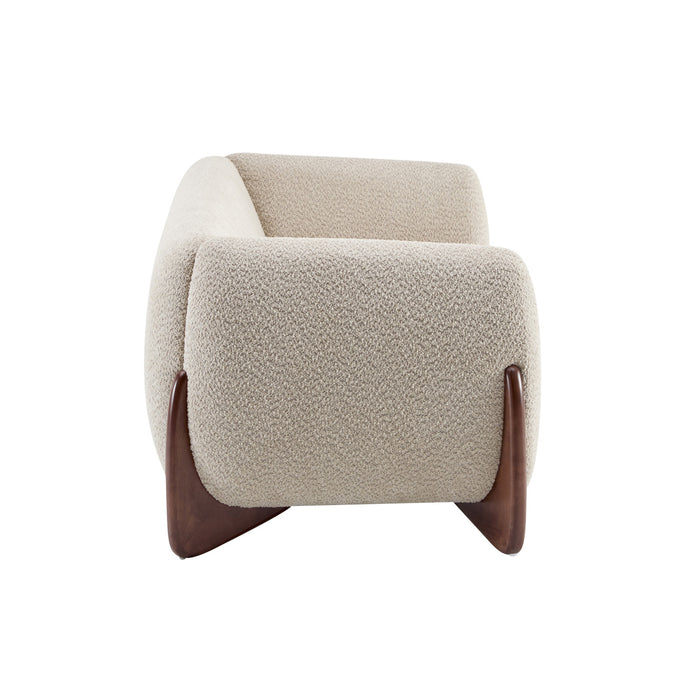 Harold 82.75\" Wood Boucle Sherpa 3-Seater Sofa,Almond Loveseat