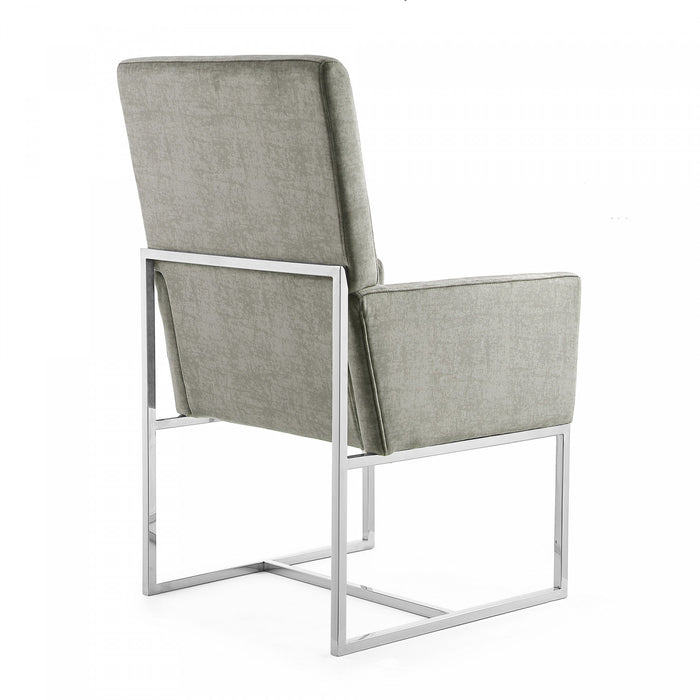 Element Modern Velvet Metal Dining Chair in Steel - Set of 2