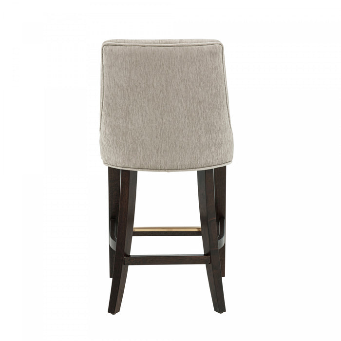 Beever Modern Chenille Wood Counter Stool in Taupe - Set of 3 Bar Stool
