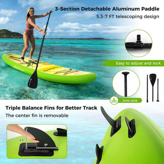 Goplus Small Inflatable Sup Board, Portable Paddle Board With 5d Rings Stand Up Paddle Board For Youth & Adult Green