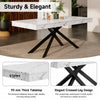 FlexDine 55-71 Inch Rectangular Extendable Dining Table with Cross Legs and Marble Effect Finish, White Marble | FlexDine Table a Manger Rectangulaire Extensible 55-71 po avec Pieds Croises et Finition Effet Marbre, Marbre Blanc
