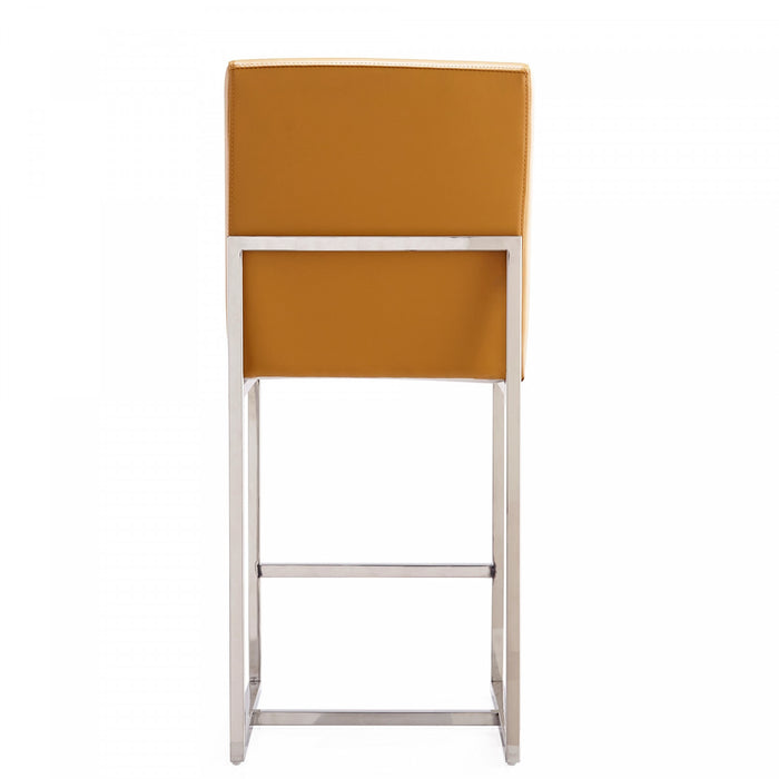 Element Modern Metal Upholstered Counter Stool in Camel - Set of 3