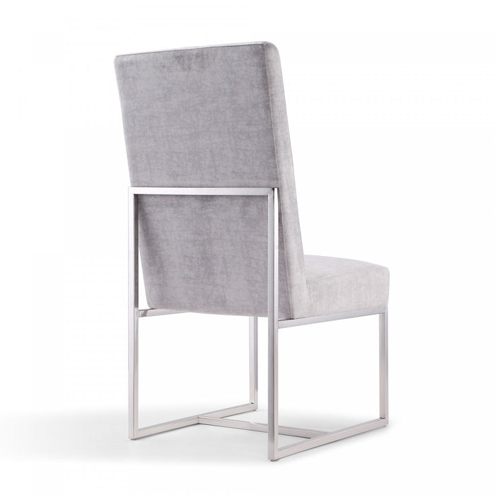 Element Modern Velvet Metal Dining Chair in Gray - Set of 2