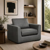 Cleo Contemporary Upholstered Accent Chair in Pewter | Fauteuil d’appoint contemporain Cleo en tissu gris etain