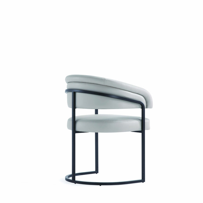 Augusta Modern Metal Vegan Leather Dining Chair in Light Gray - Set of 4