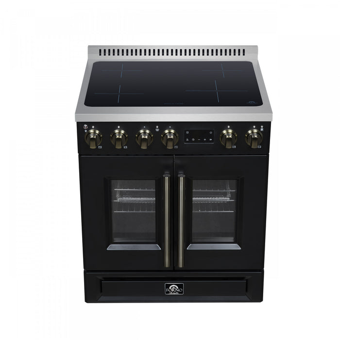 Forno Torino French Door 30 Inch Black Induction Range, 4.32 cu.ft. - FFSIN0950-30BLK Electric Range