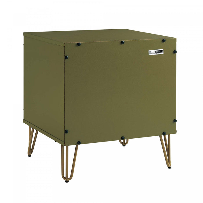 Dumbo Modern 20\" Fluted Nightstand in Olive Green (2-Drawer) - Set of 2