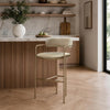 Serene Mid-Century Modern Metal Upholstered Counter Stool in Taupe | Tabouret de comptoir moderne du milieu du siecle en metal et tissu, coloris taupe, Serene