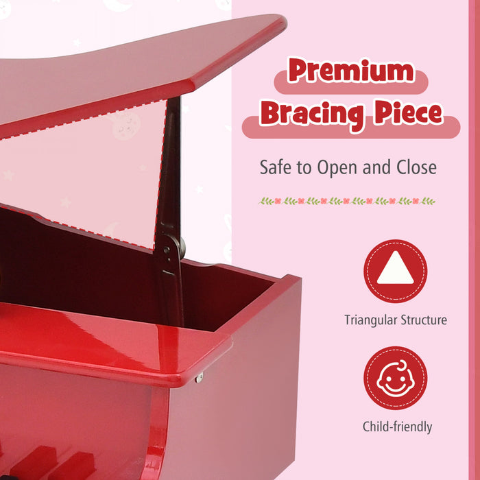 Costway 30-Key Classic Baby Grand Piano Toddler Toy Wood with Bench & Music Rack Red