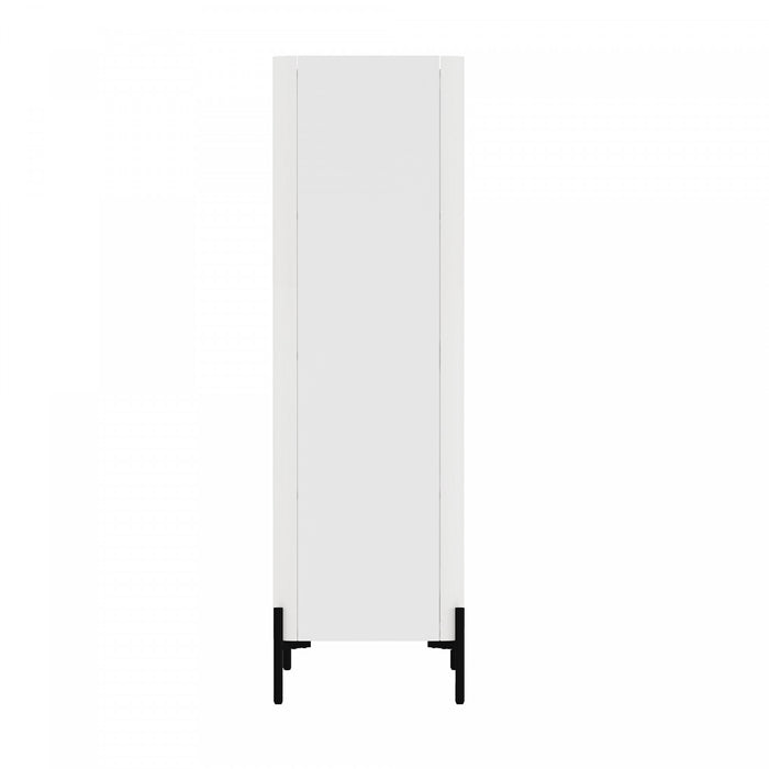 Abbey Modern 32\" Tempered Glass Bookcase Cabinet in White (4-Shelf) - Set of 2