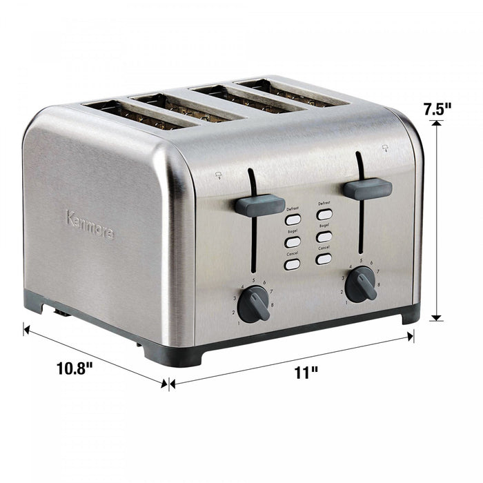 Kenmore 4-Slice Toaster with Dual Controls Stainless Steel - KKTSDC4SS
