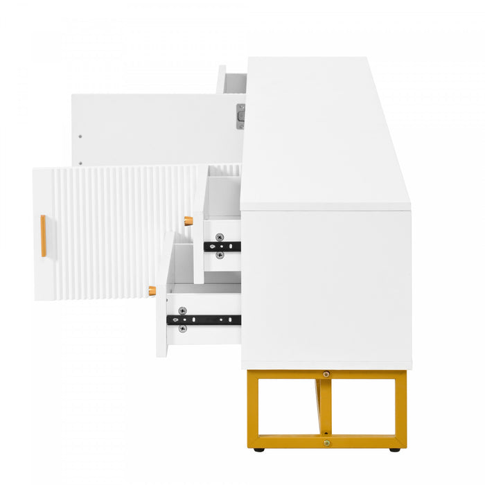 Gavin 68.8\" TV Cabinet with Storage Drawers and Media Organization Function,White Tv Stand