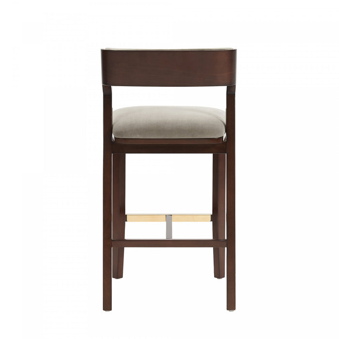 Patricia Modern Wood Upholstered Barstool in Linen - Set of 2