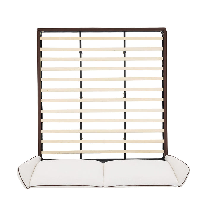 Ava Teddy Fleece Platform Bed with Wingback Headboard and Faux Upholstered, King Size, White King Bed