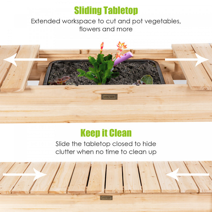 Costway Garden Potting Bench Workstation Table W/sliding Tabletop Sink Shelves