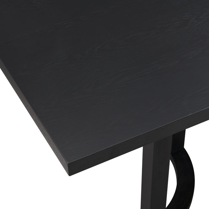 Ethan Dining Table With U-base, Solid Wood & Mdf, 95\"w - Black