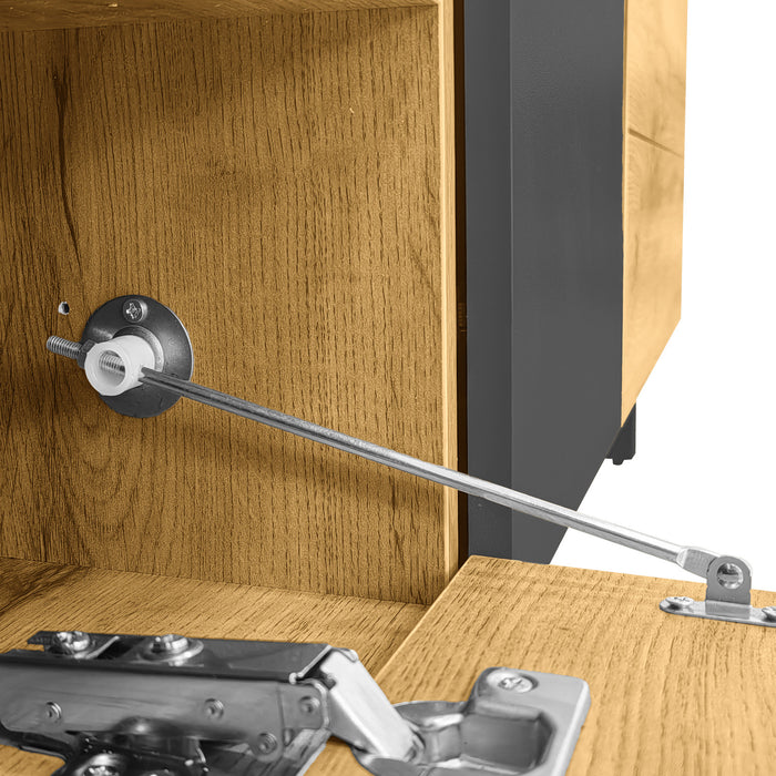 Dominic U-shaped Metal Legs Modern Tv Stand With 3 Doors And 2 Compartments,black/natural Tv Stand