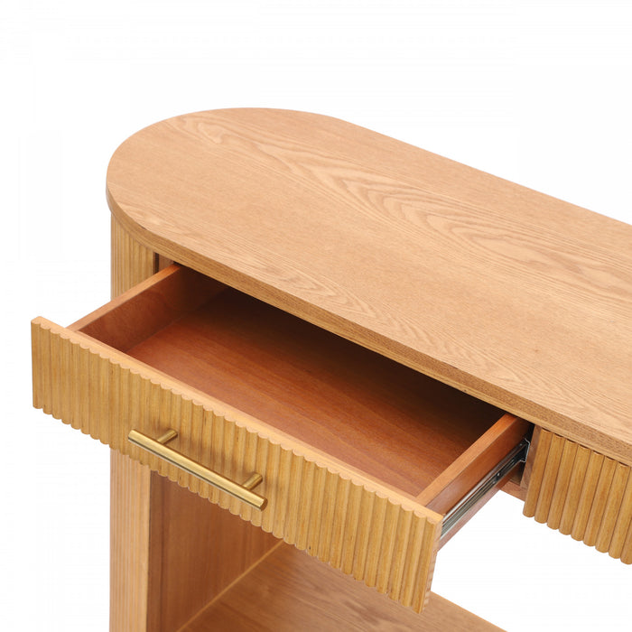 Olivia 47.25“ Modern Sofa Table with Storage and Drawer - Brown