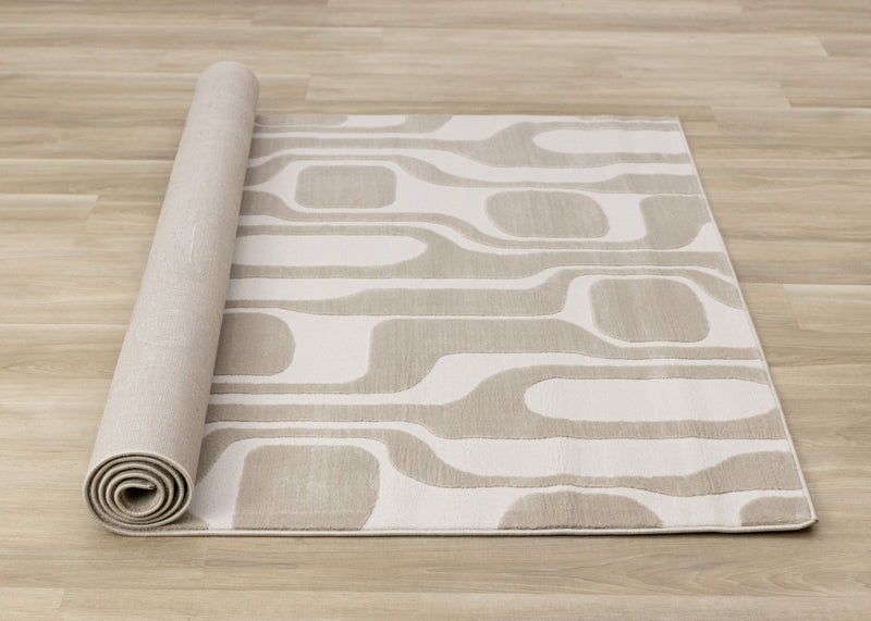 Leopold Modern Mid-Century Beige Cream Area Rug - 5'3\" x 7'7\"
