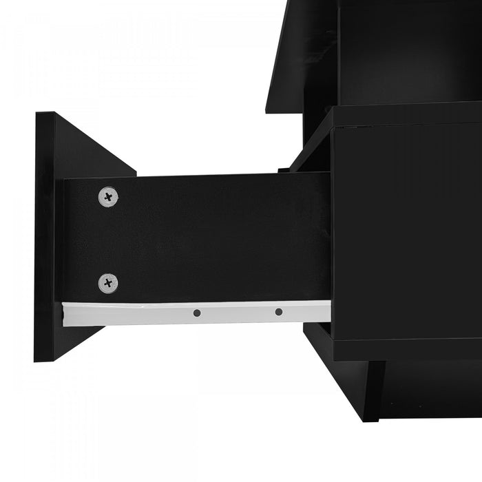 Lucas LED Coffee Table with Storage Drawers and Open Shelves,Black