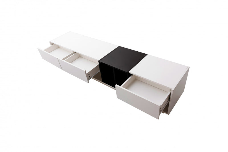 Logan High-Gloss Finish TV Cabinet with Drawers and Storage Compartments,White Tv Stand