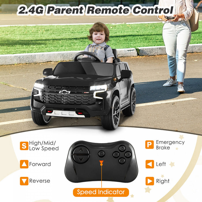 12v Kids Ride On Car Chevrolet Tahoe Electric Truck Suv Remote W/ Light & Music Black