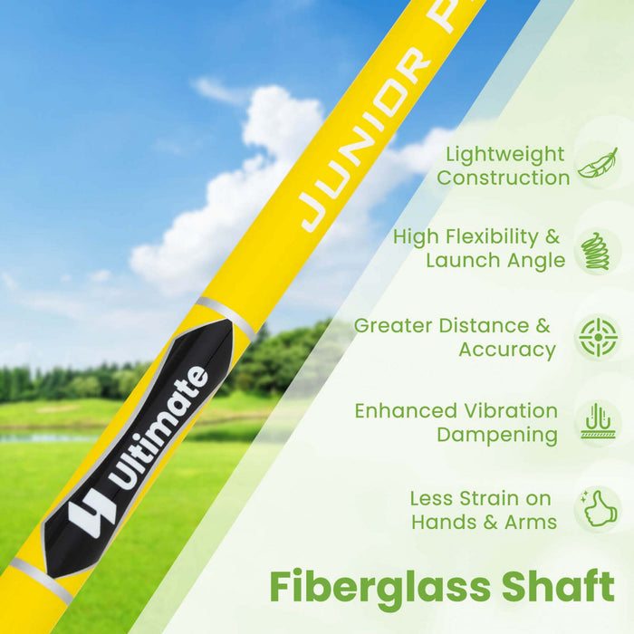 Ultimate Junior #7 Iron For Kids With Fiberglass Shaft & Headcover Junior Practice Golf Club Yellow