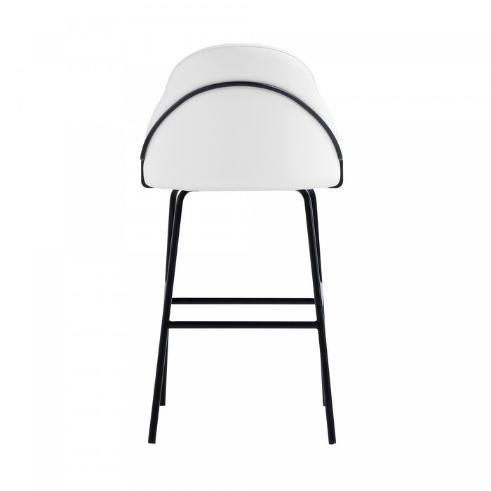 Gracie Modern Metal Upholstered Barstool in White and Black Bar Stool
