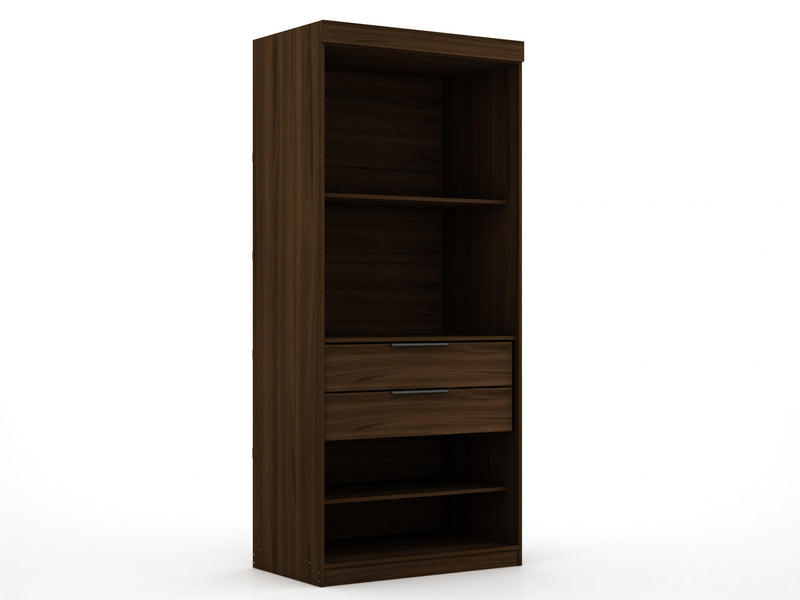 Mulberry Contemporary Modern 36\" Wardrobe Closet in Chestnut Brown - Set of 3