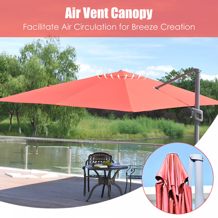 Costway 10'x13' Patio Offset Cantilever Umbrella Aluminum 360° Rotation Tilt Orange
