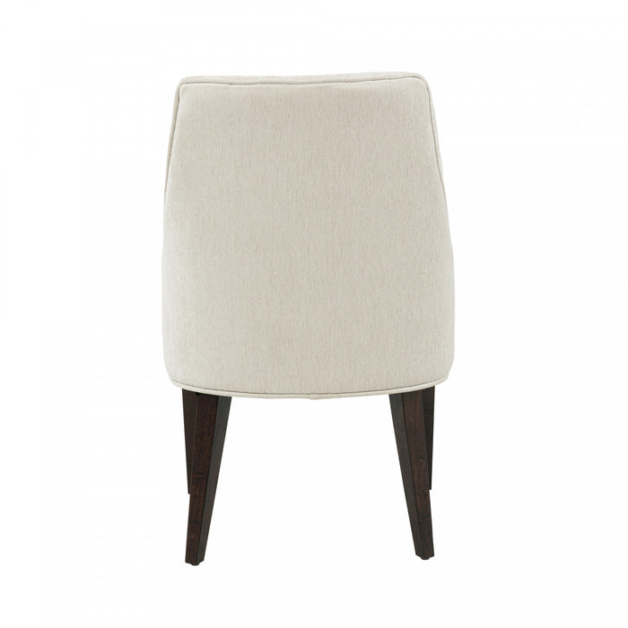 Beever Modern Wood Chenille Armchair in Cream