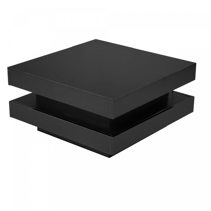 Ryan Rotating Coffee Table with LED Lighting and 360° Swivel Top,Black