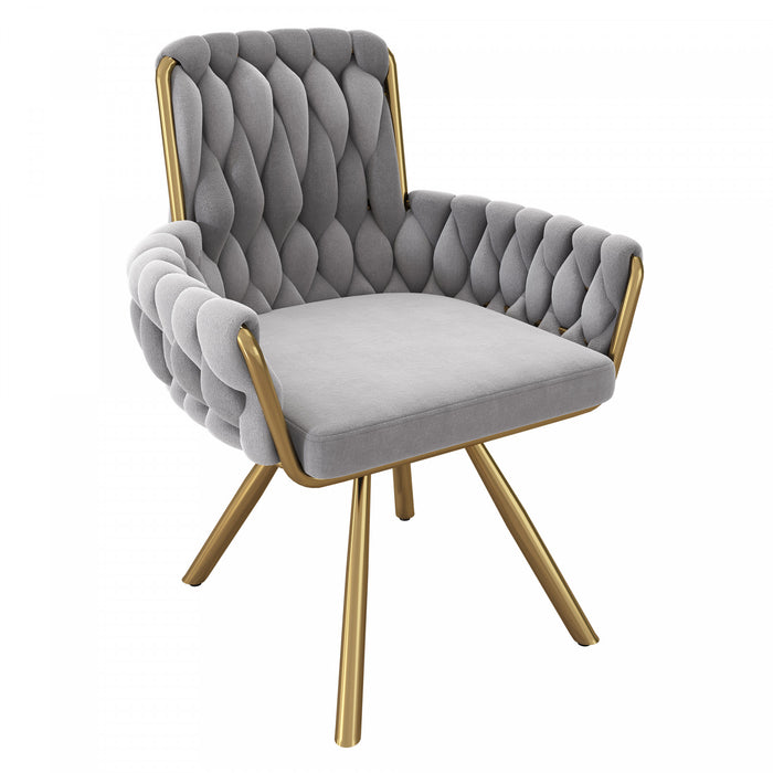 Timothy Velvet Swivel Dining Chairs with Tufted Upholstered and Metal Legs Set of 2, Grey