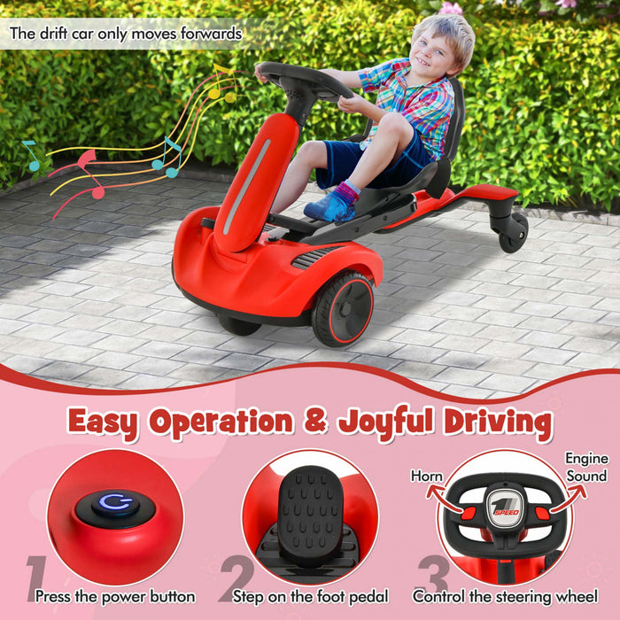 Costway 6v Kids Ride On Drift Car Electric Drifting Go Kart For Kids With 360° Spin Red