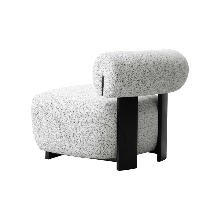 Bartow Mid-Century Modern Upholstered Lounge Chair in Ivory Multi