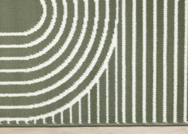 Florence Green White Modern Geometric Arches Rug, 4'7\" x 6'7\" Indoor Area Rug