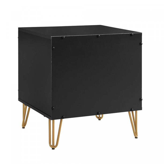 Dumbo Modern 20\" Fluted Nightstand in Black (2-Drawer)