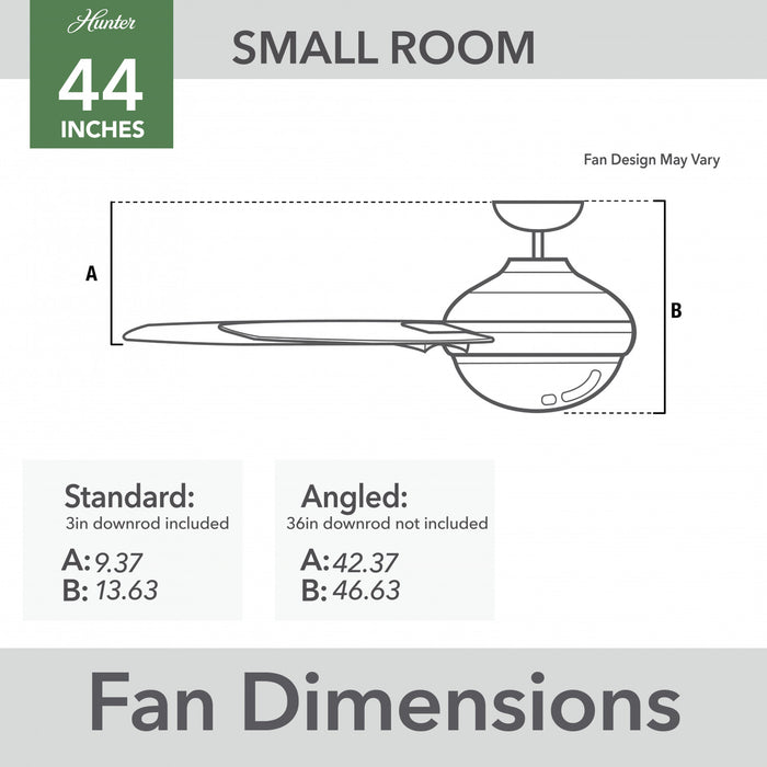 Dempsey Low Profile Ceiling Fan with Light Fixture - White