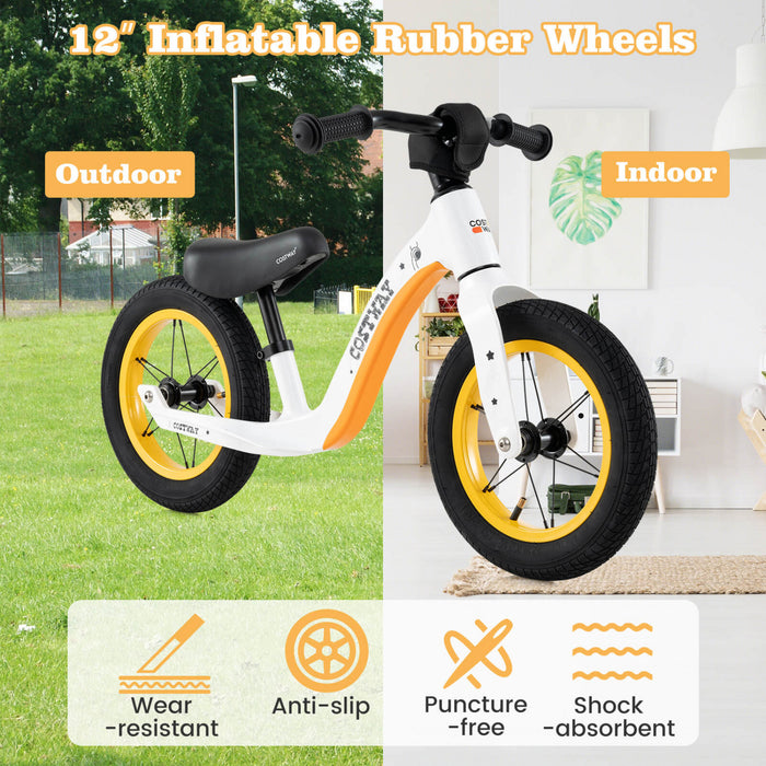 Costway 12 Inch Magnesium Toddler Balance Bike No Pedal Training Toddler Balance Bike White