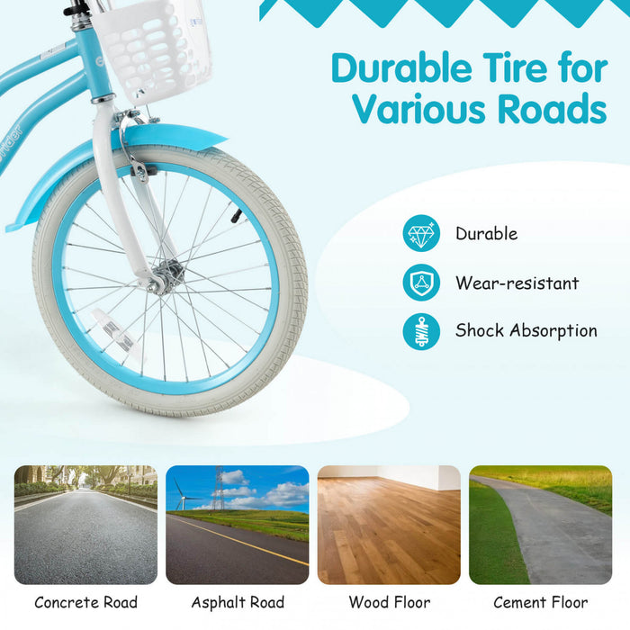 Prorider 18\" Kids Bike Toddler Bicycle With Training Wheel Kickstand For 4-8 Years Blue