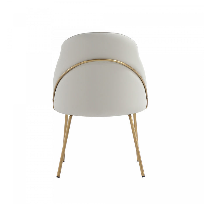Gracie Modern Vegan Leather Metal Dining Chair in Stone Gray and Gold - Set of 2