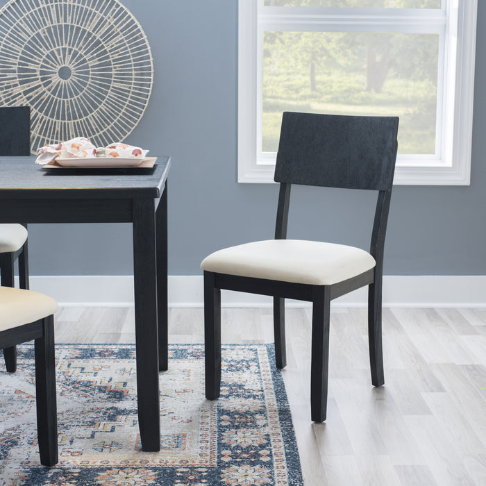 Jorissen Dark Charcoal Linen-Look Fabric Dining Chair - Set of 2
