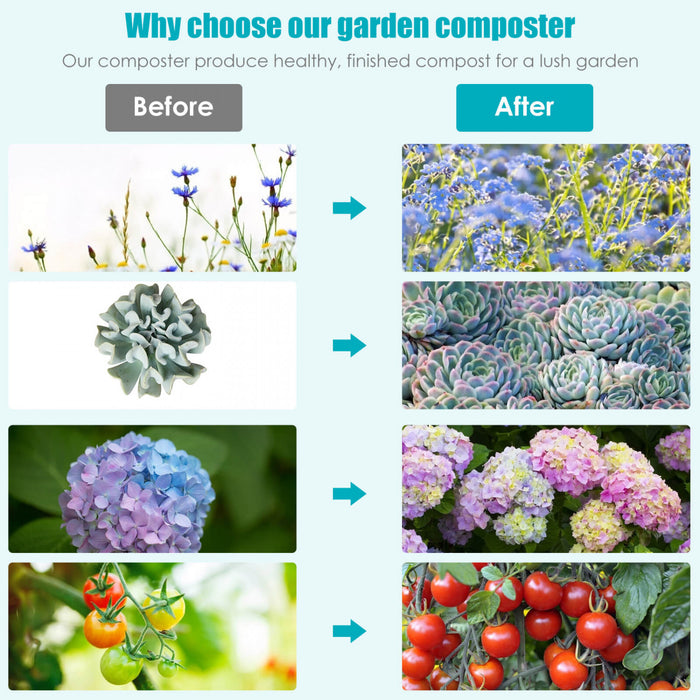 Costway Tumbling Composter 40 Gallon Garden Rotating Compost Bin W/dual Chamber