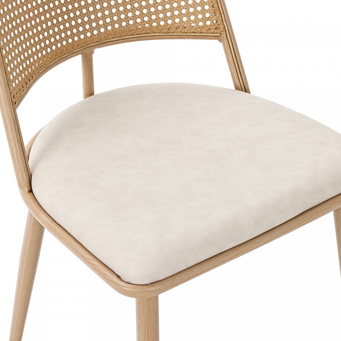 Oliver Modern Dining Chairs with PU Upholstered and PE Rattan Backrest Set of 6,Beige