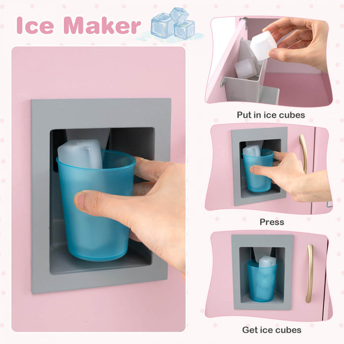 Costway Kid's Pretend Play Kitchen Toddler Kitchen Playset With Blackboard Light Pink