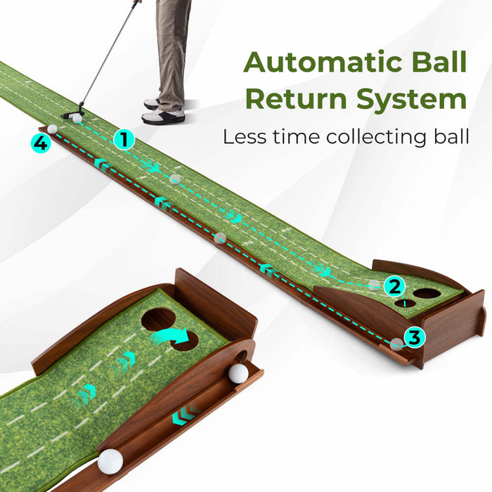 Costway Putting Green Practice Golf Putting Mat With Auto Ball Return And 2 Hole Sizes