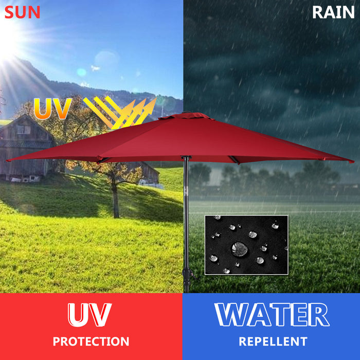 Costway 10FT Patio Umbrella 6 Ribs Market Steel Tilt W/ Crank Outdoor Garden Burgundy